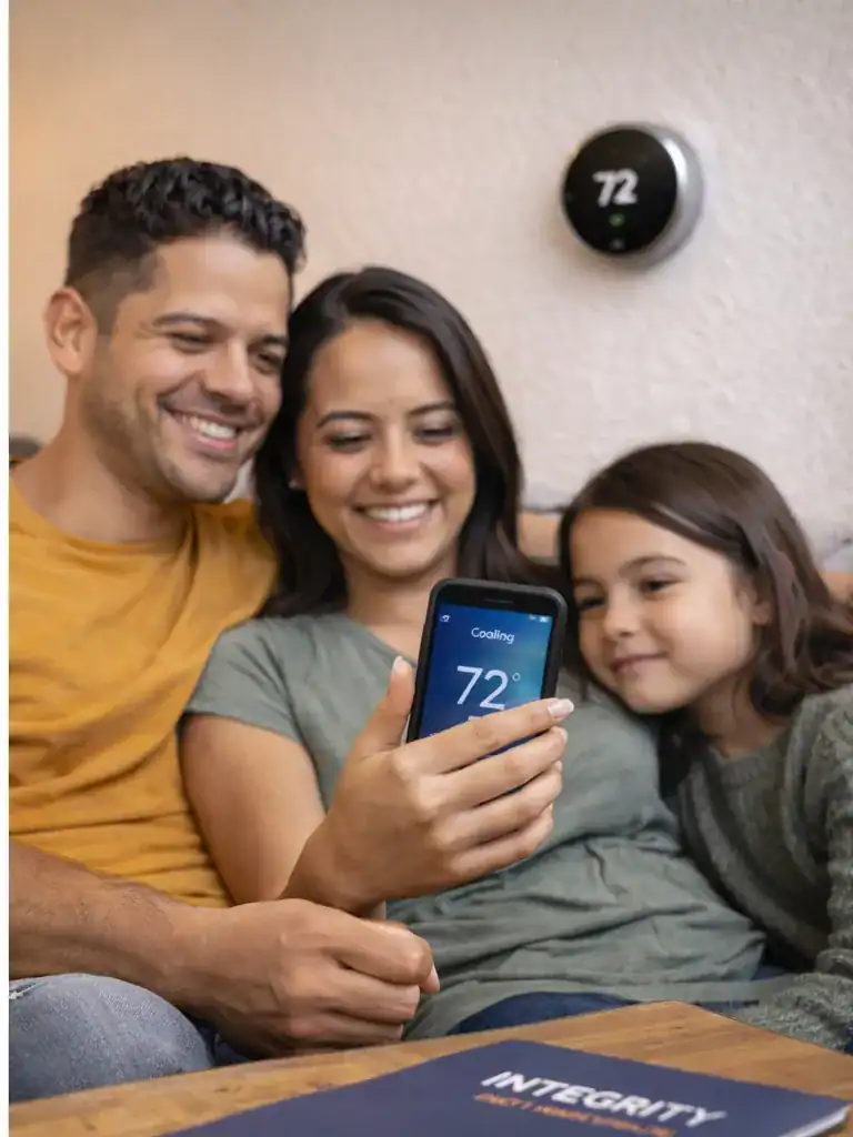 Smart thermostat control from phone app as family enjoys comfortable home in Alexandria VA