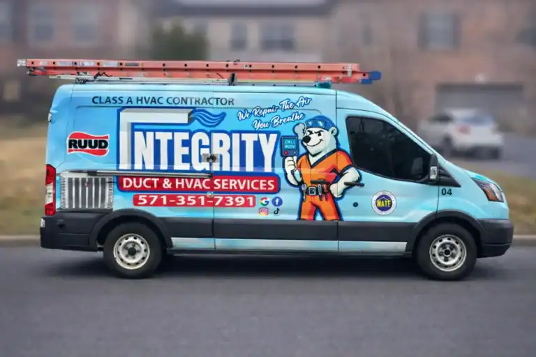Integrity Duct & HVAC Services service van in Alexandria VA providing heating, air conditioning, and ductwork services. HVAC Contractor Alexandria VA