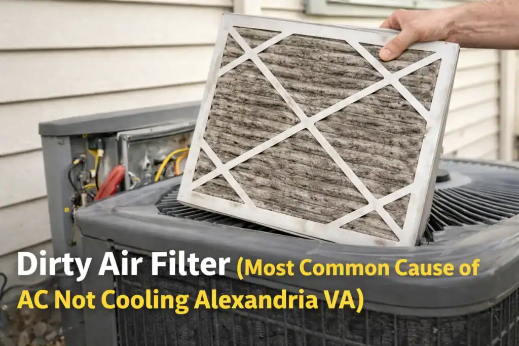 Dirty HVAC air filter causing AC not cooling Alexandria VA home | AC Not Cooling Alexandria VA