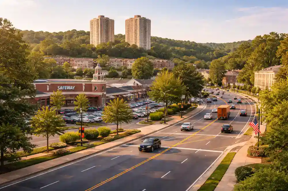 HVAC services Lincolnia Alexandria VA Safeway shopping center and residential skyline