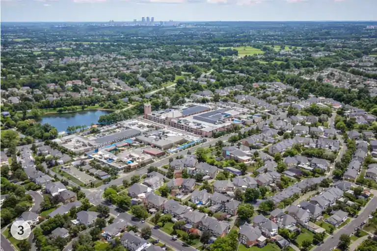 Aerial view of Kingstowne Alexandria VA community and shopping center
