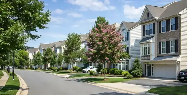 Residential homes in the Kingstowne neighborhood of Alexandria VA