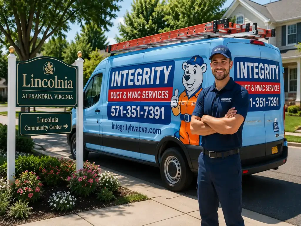 hvac lincolnia alexandria va service van technician near lincolnia neighborhood sign