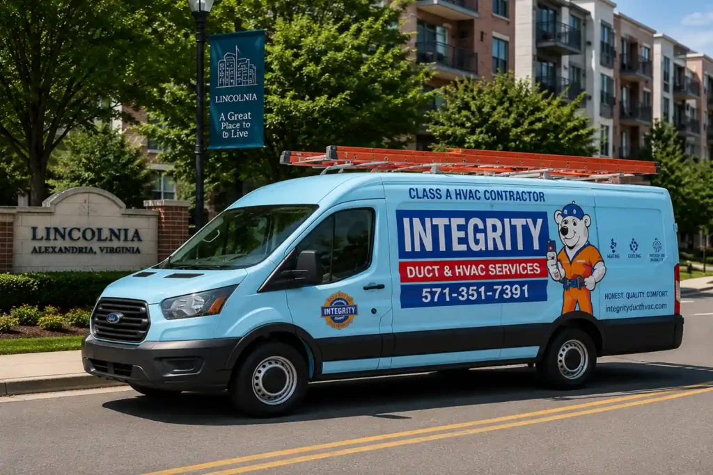 lincolnia alexandria va hvac service van parked near residential community entrance