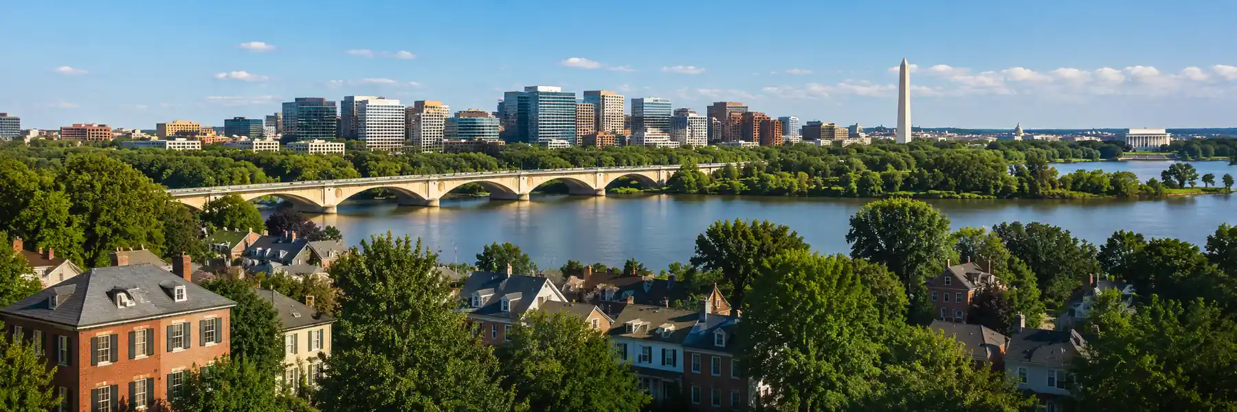 Arlington County skyline and residential neighborhoods overlooking the Potomac River