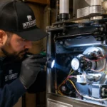 Integrity technician diagnosing a furnace making a loud noise in Alexandria VA