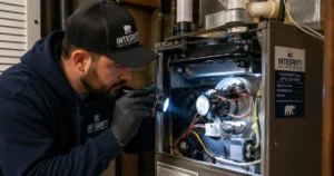 Integrity technician diagnosing a furnace making a loud noise in Alexandria VA