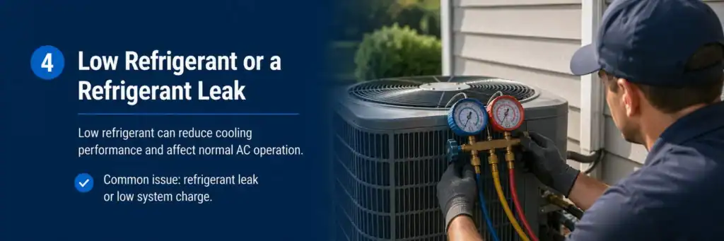 Low refrigerant or refrigerant leak causing AC short cycling in Groveton Alexandria VA
