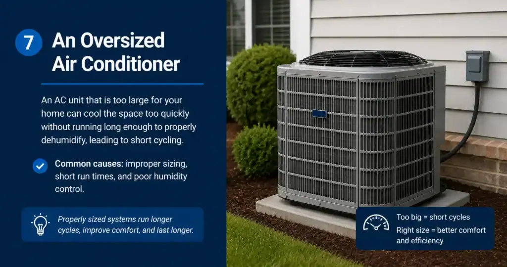 Oversized air conditioner causing AC short cycling in Groveton Alexandria VA