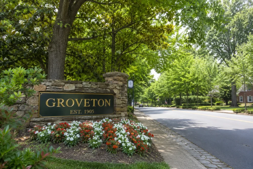 Tree-lined residential neighborhood scene representing Groveton VA