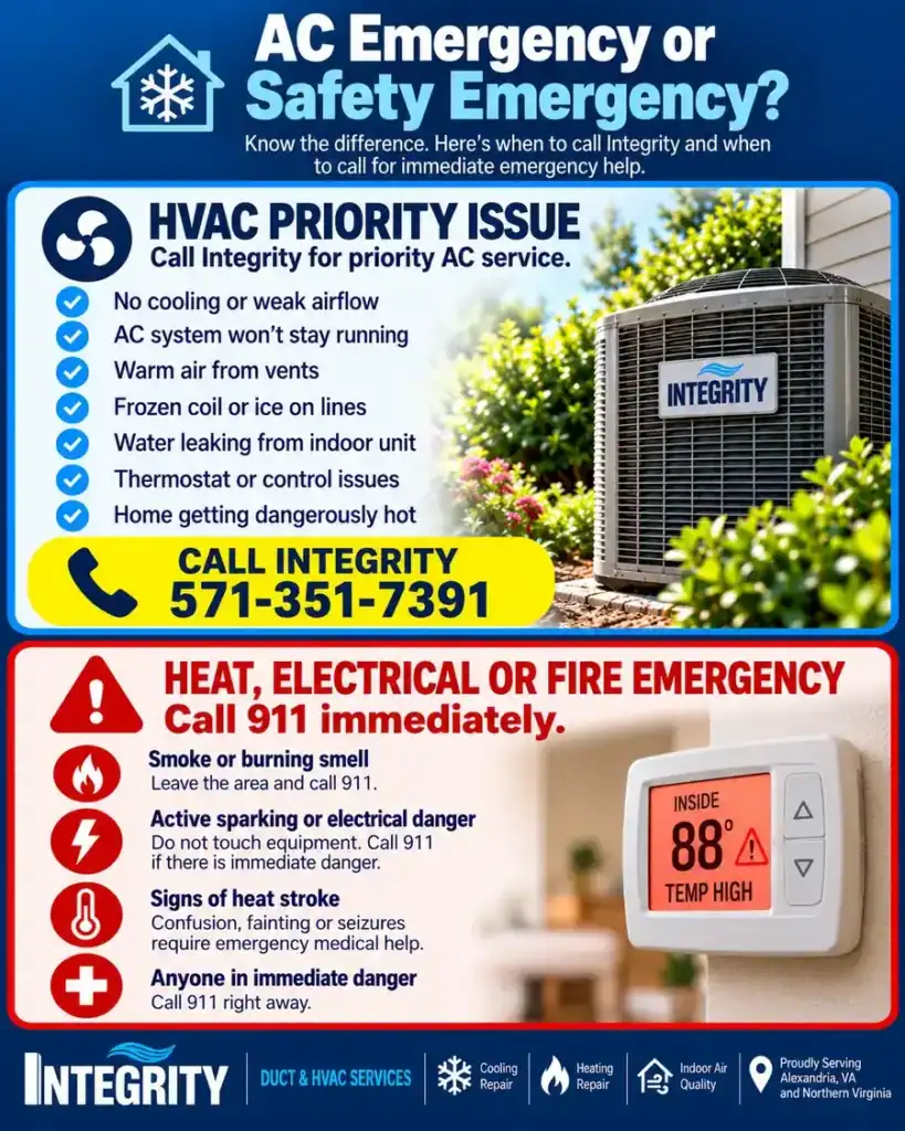 AC emergency versus safety emergency guide for Alexandria VA homeowners