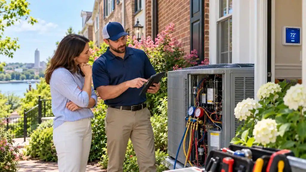 Emergency heat pump repair in Alexandria VA during summer cooling season
